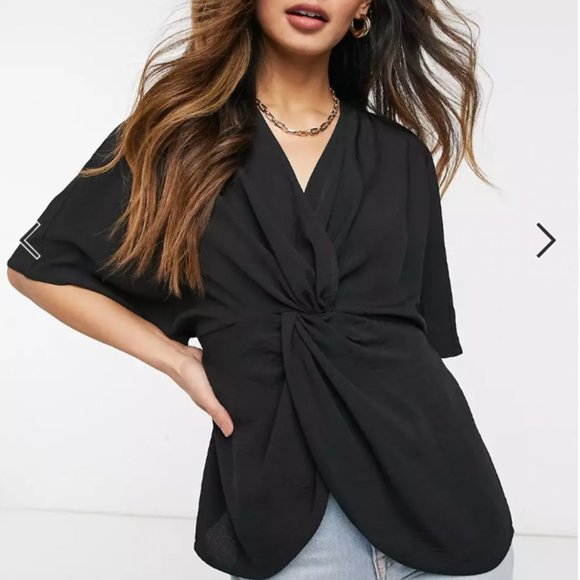 NWOT - ASOS DESIGN knot front top with kimono sleeve - Picture 1 of 4